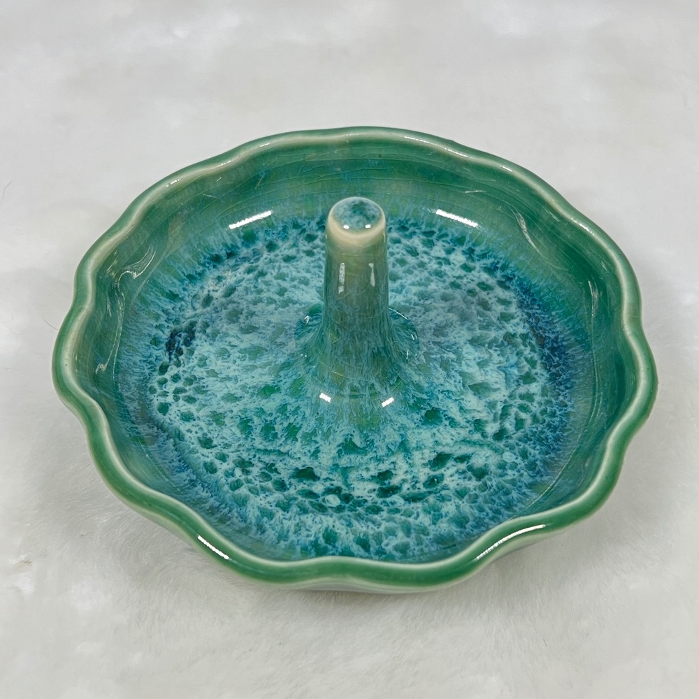 NEW Handmade Ring Trinket Dish Blue Green Locally Handcrafted Pottery NC